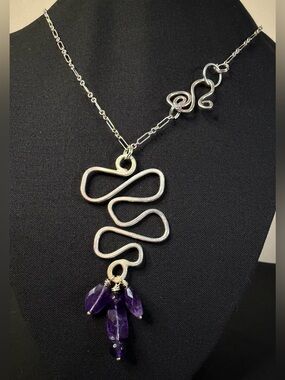 Sterling Silver Amethyst Artisan Crafted Sidewinder Necklace